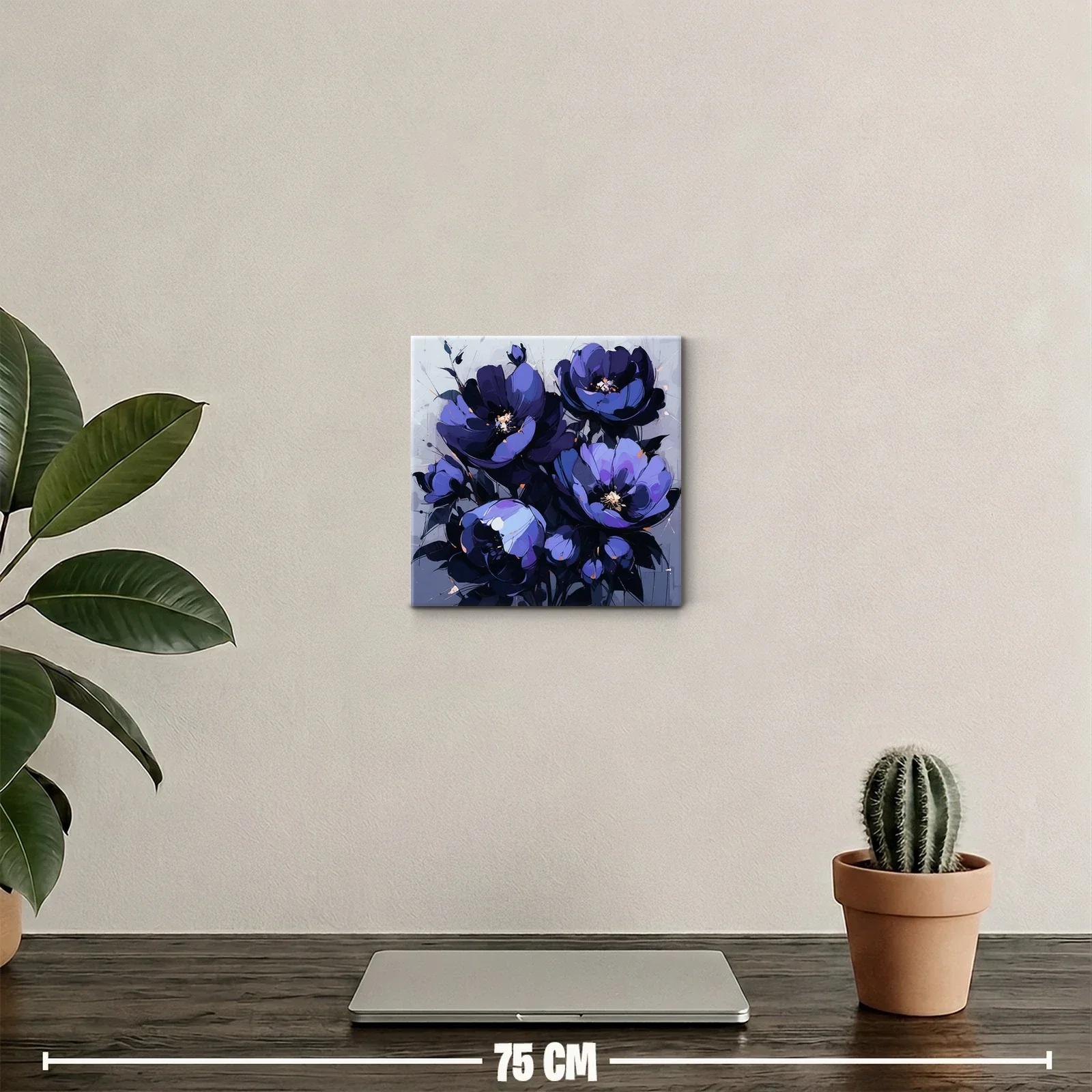 Cuadro decorativo con ramo floral en tonos violetas y azules — miniatura 2