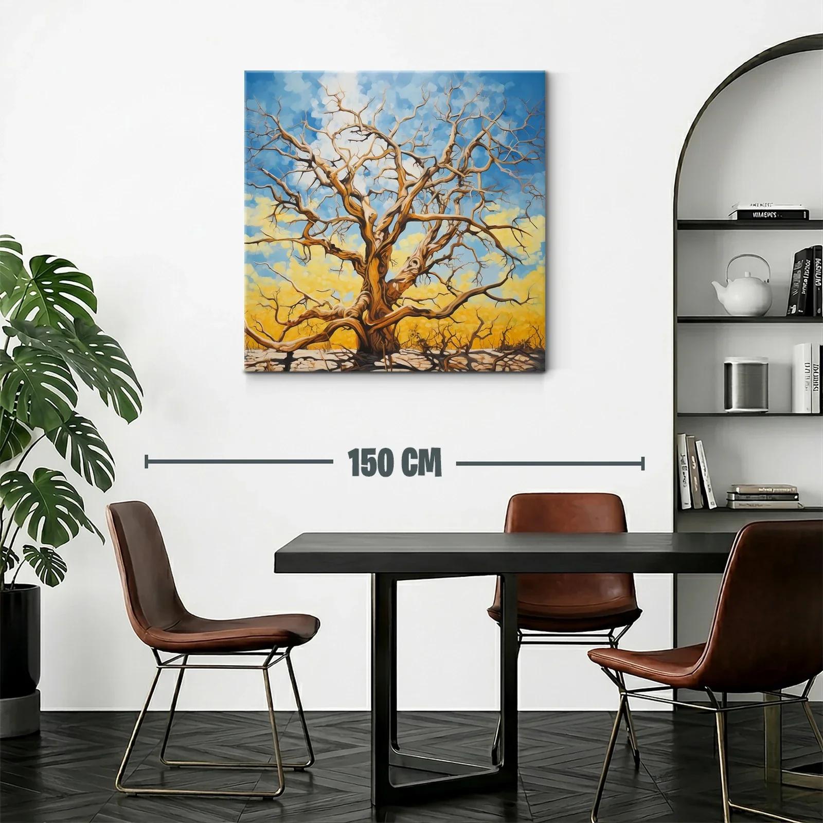 Árbol desnudo con cielo vibrante y fondo amarillo — miniatura 2