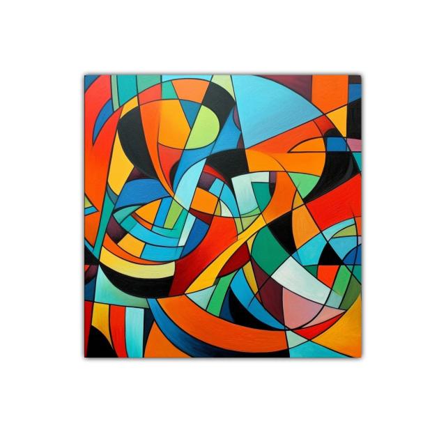 Cuadro decorativo con diseño geométrico y colores vibrantes