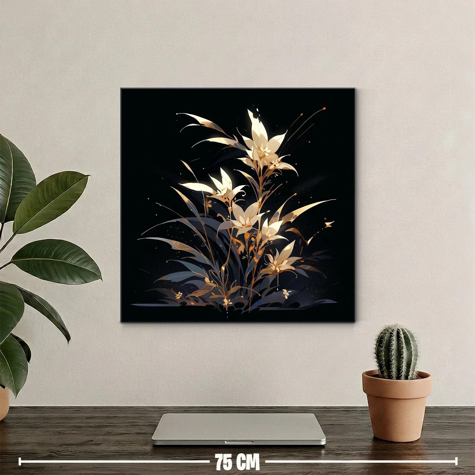 Ramillete de flores iluminadas sobre fondo oscuro elegante — miniatura 2