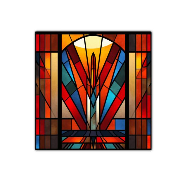 Cuadro abstracto con juego de luces y formas geométricas vibrantes