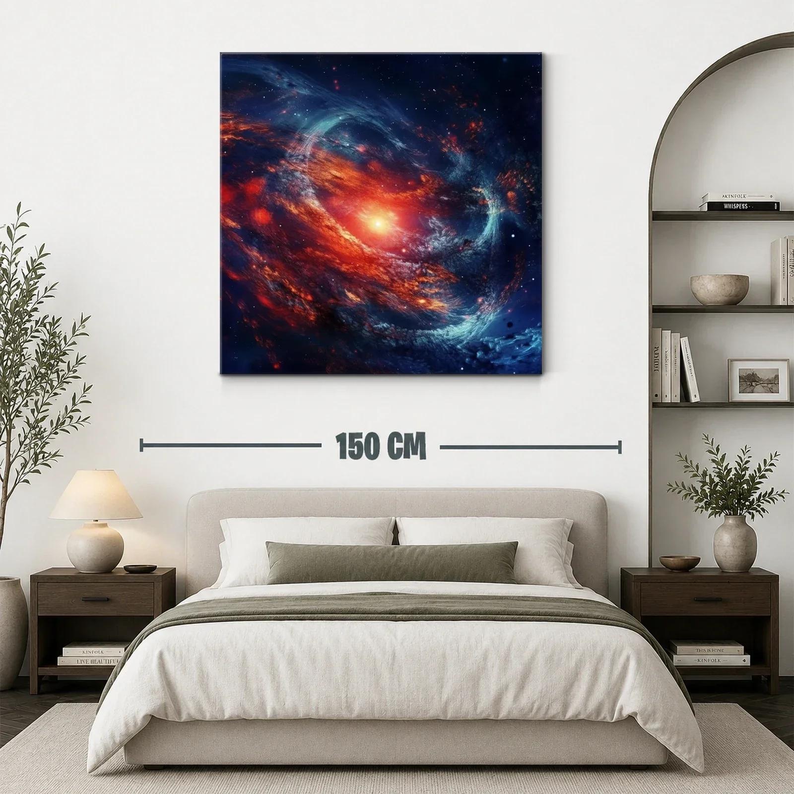 Cuadro artístico de galaxia en vibrantes tonos rojos y azules — miniatura 3