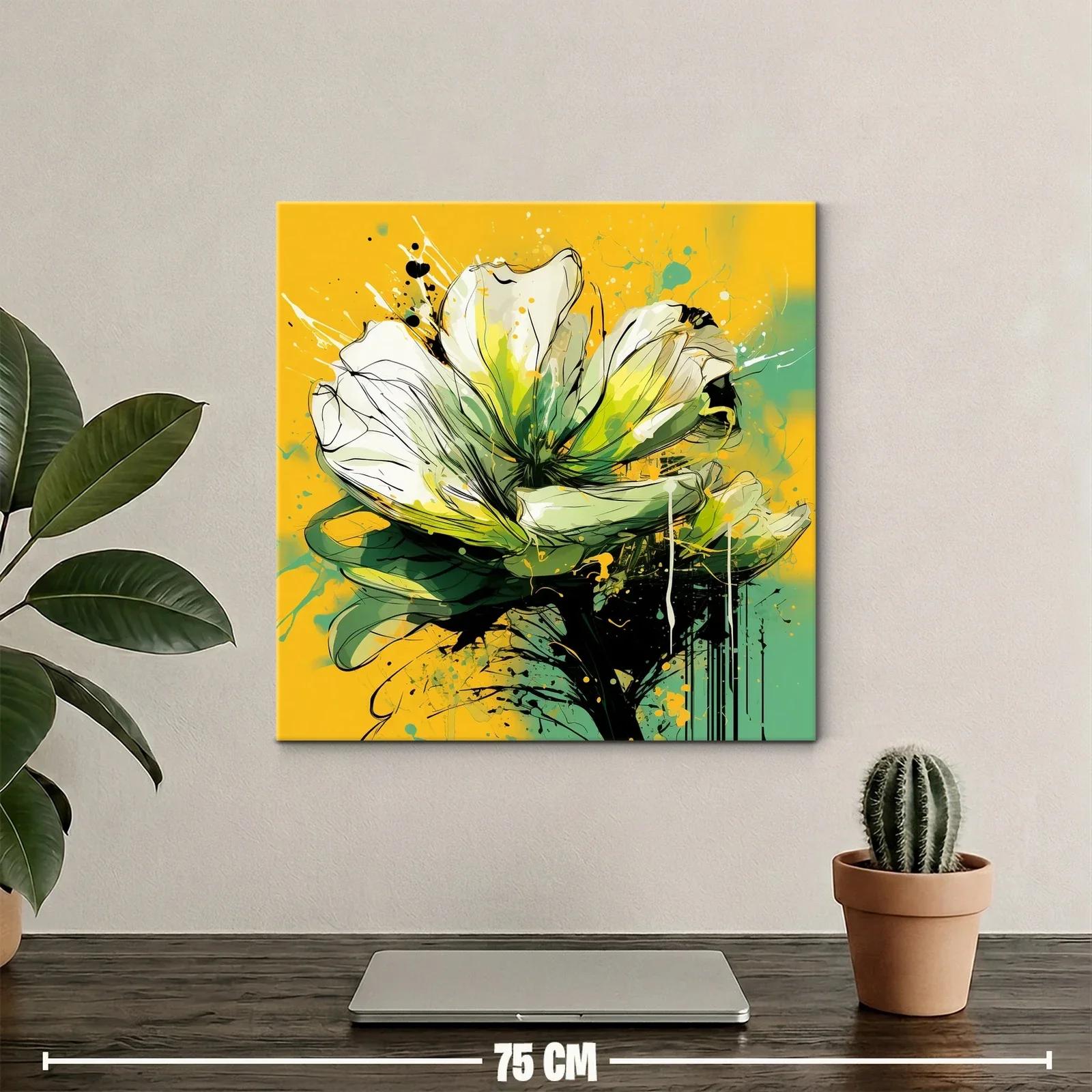 Flor abstracta vibrante en tonos verdes y amarillos — miniatura 2