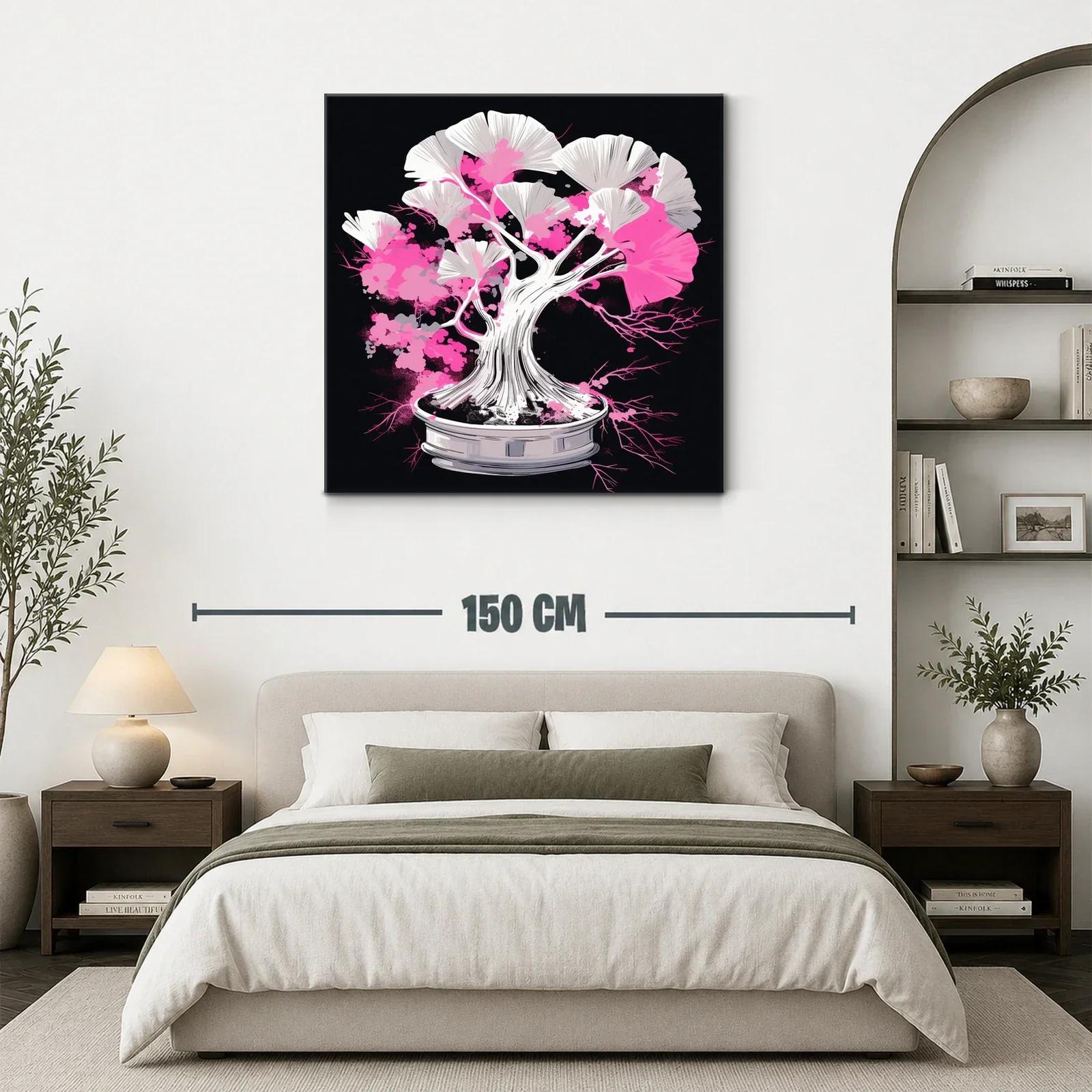 Cuadro Árbol Bonsái con Tonos Rosados y Blancos Vibrantes — miniatura 3
