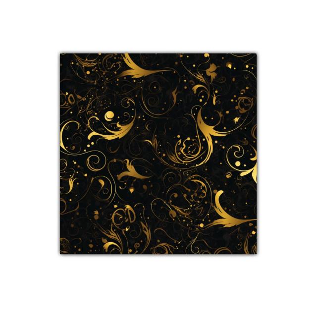 Cuadro decorativo con motivos dorados sobre fondo negro