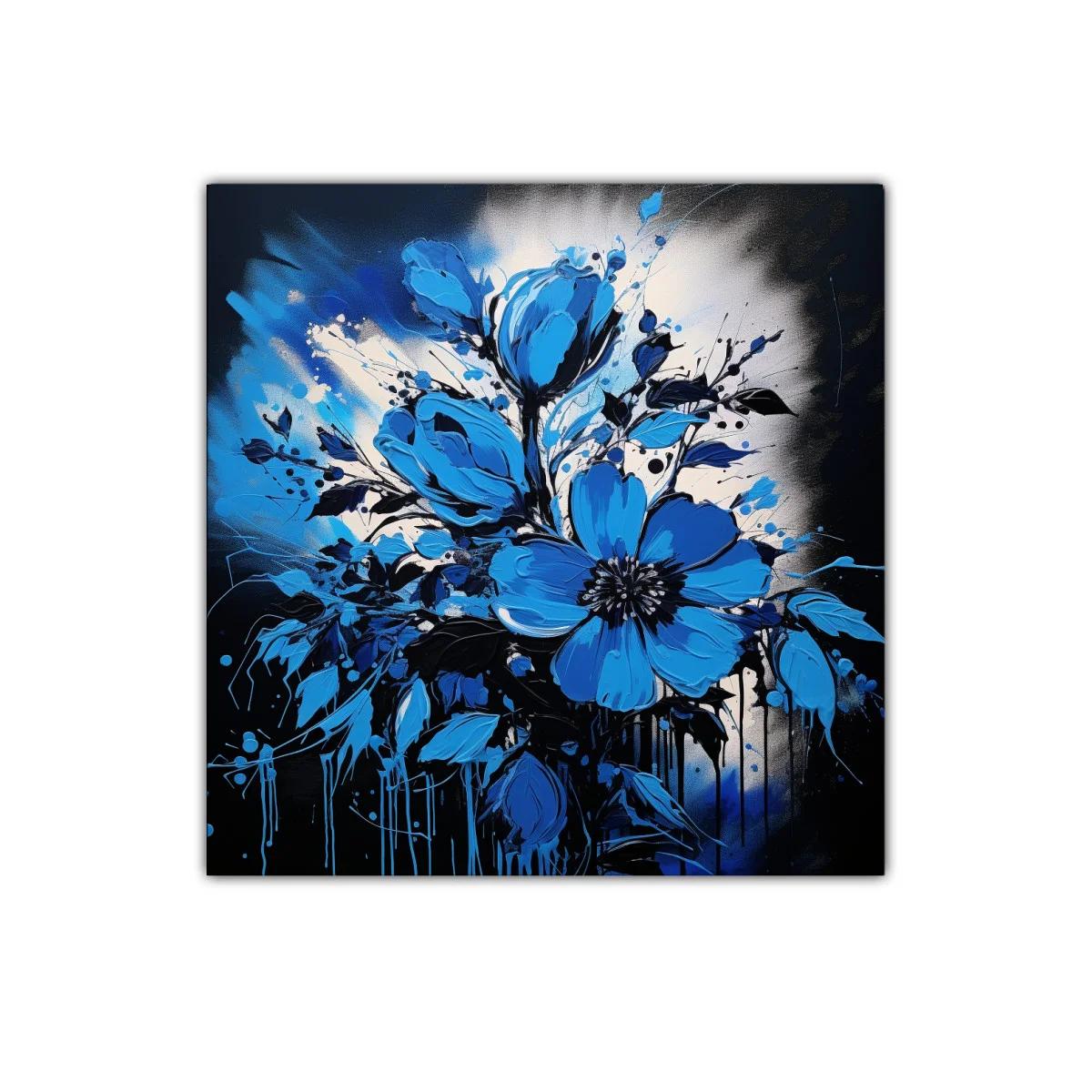 Flores azules vibrantes en contraste oscuro — imagen principal