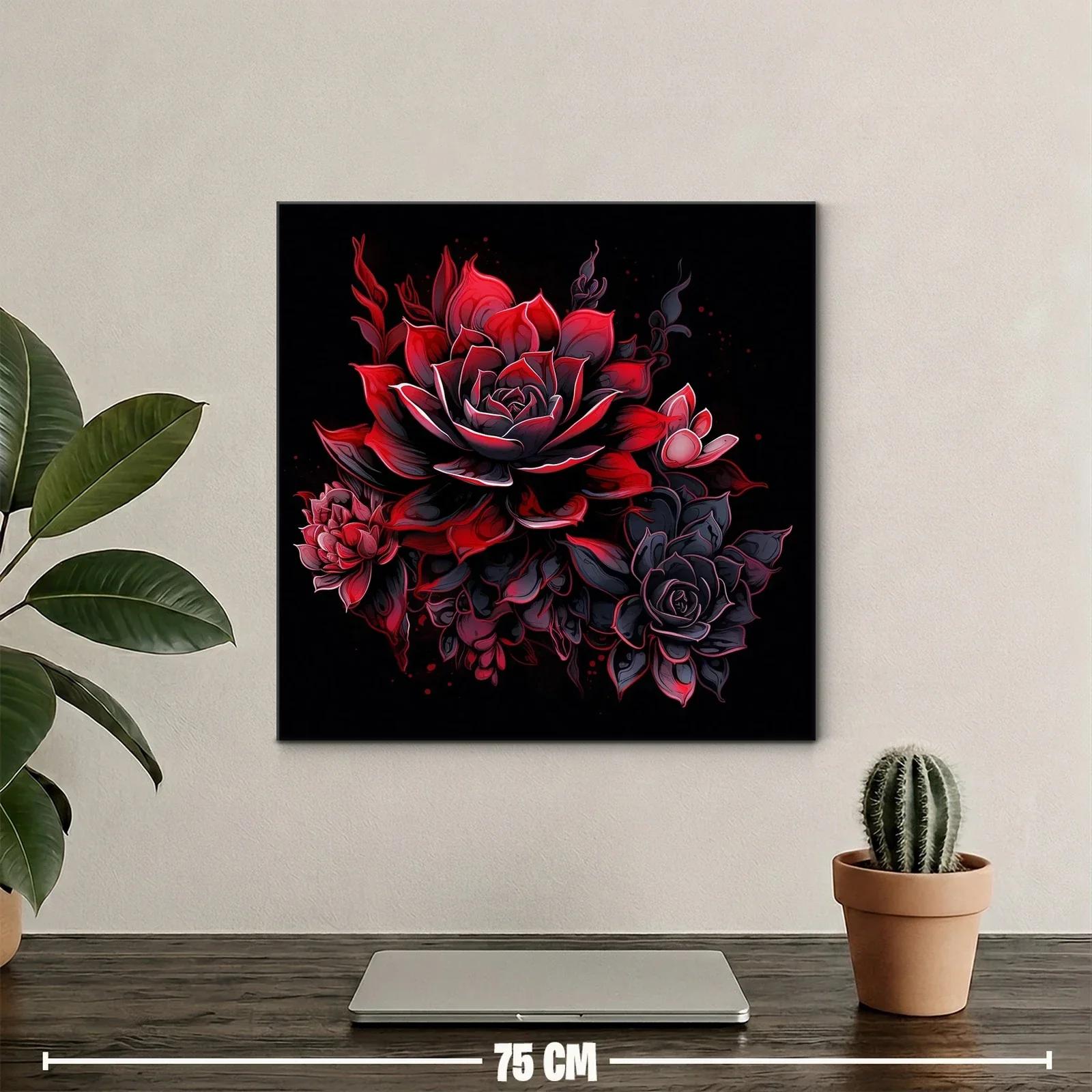 Ramo de flores vibrantes en tonos rojos y negros — miniatura 2