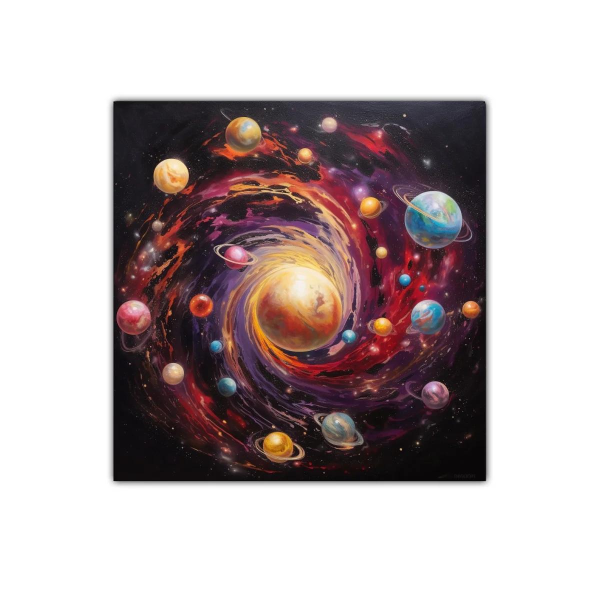 Cuadro Galaxia en Movimiento con Planetas Coloridos — imagen principal