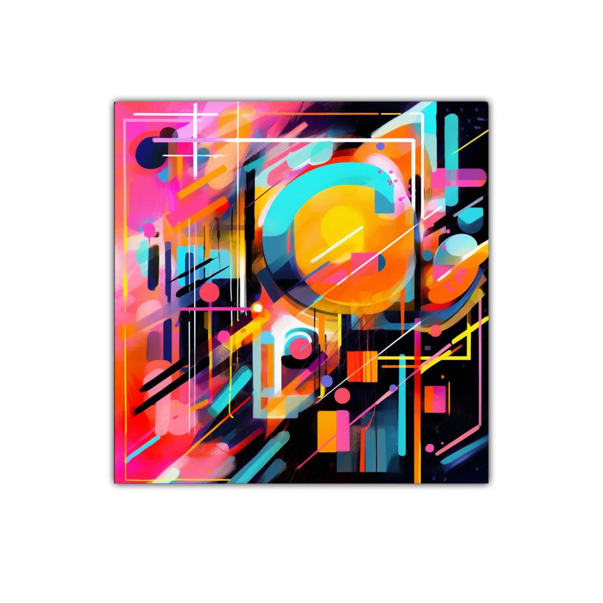 Composición abstracta vibrante con formas geométricas coloridas