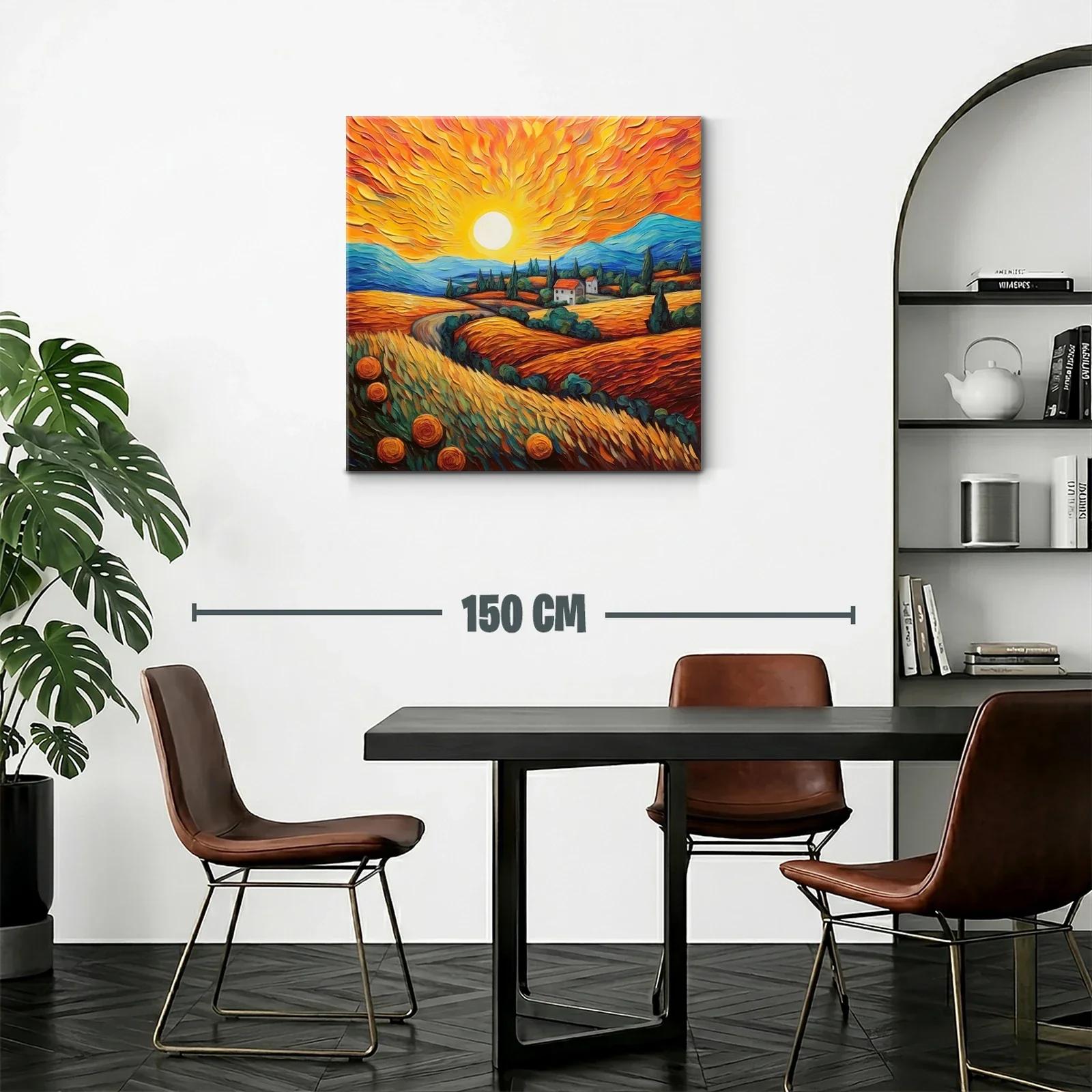 Paisaje vibrante con sol radiante y campos dorados — miniatura 2
