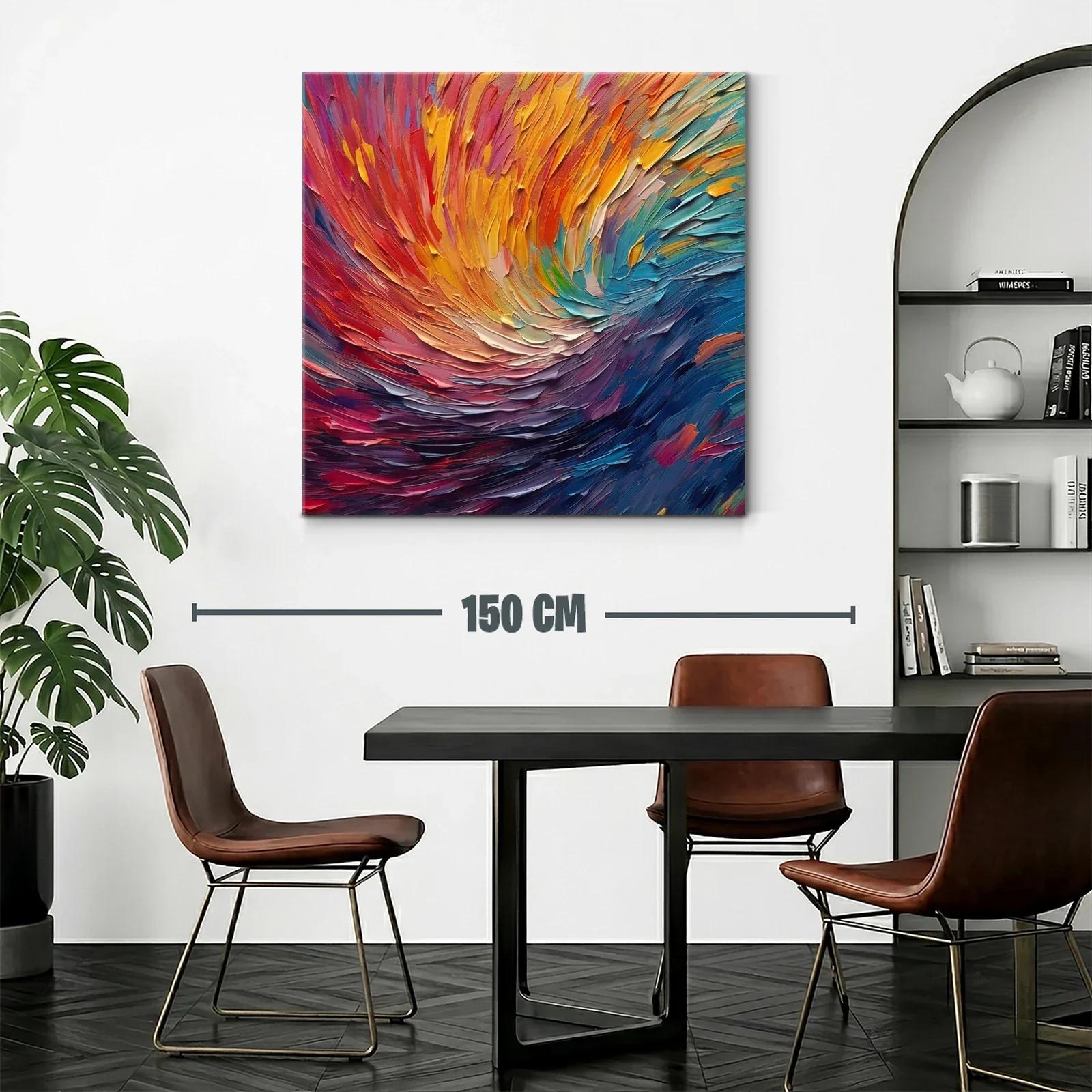 Cuadro abstracto con vibrantes tonos cálidos y fríos — miniatura 2