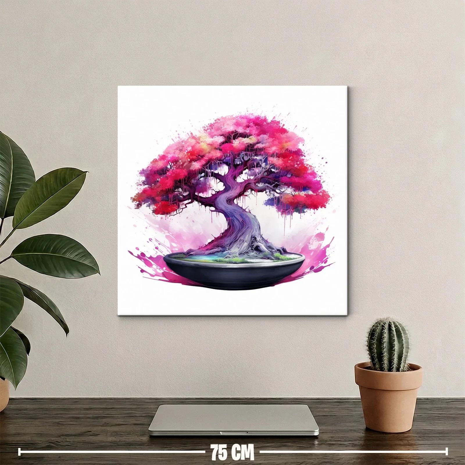 Arbol de bonsái fucsia y morado vibrante en maceta elegante — miniatura 2
