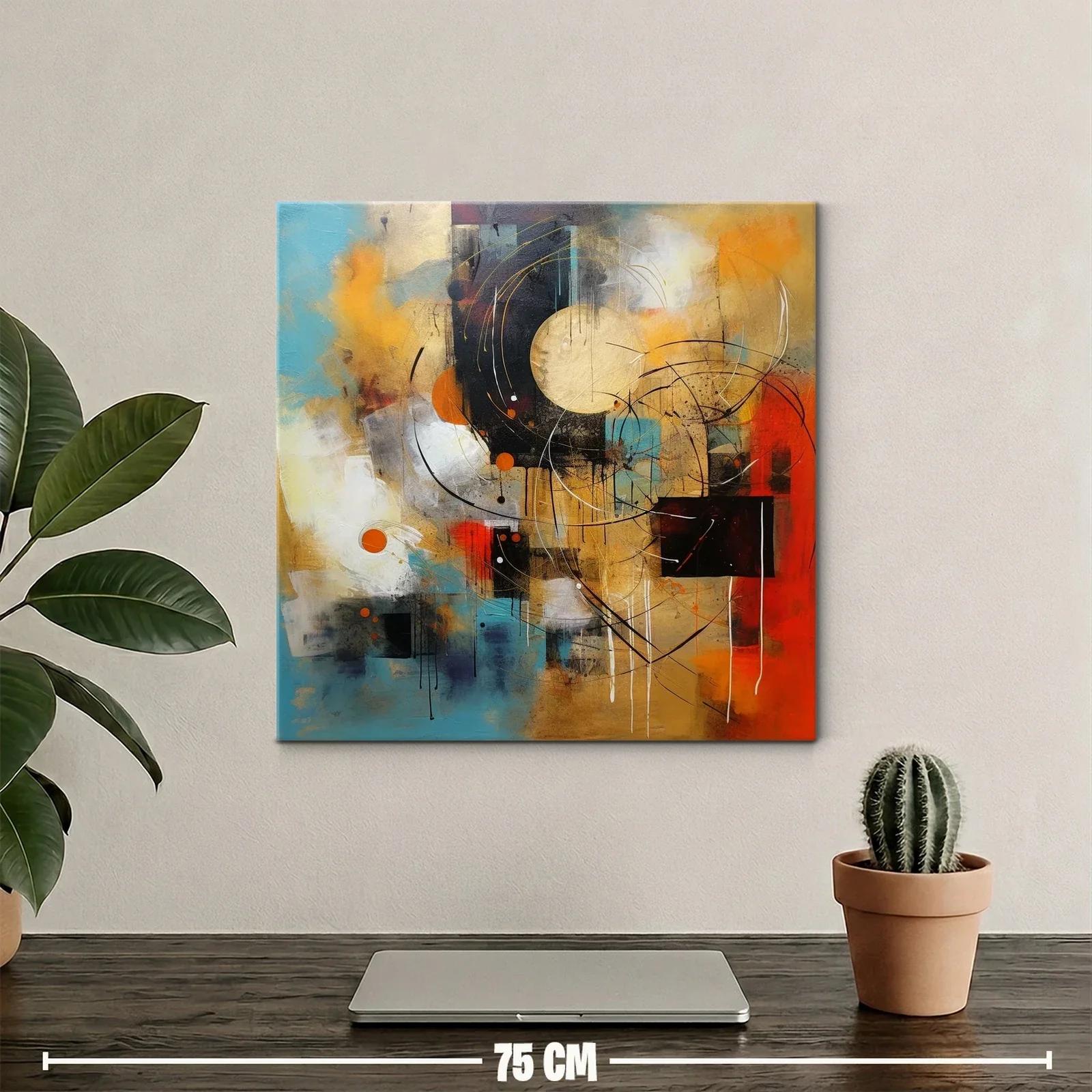Cuadro abstracto con círculos y vibrantes tonos cálidos — miniatura 2