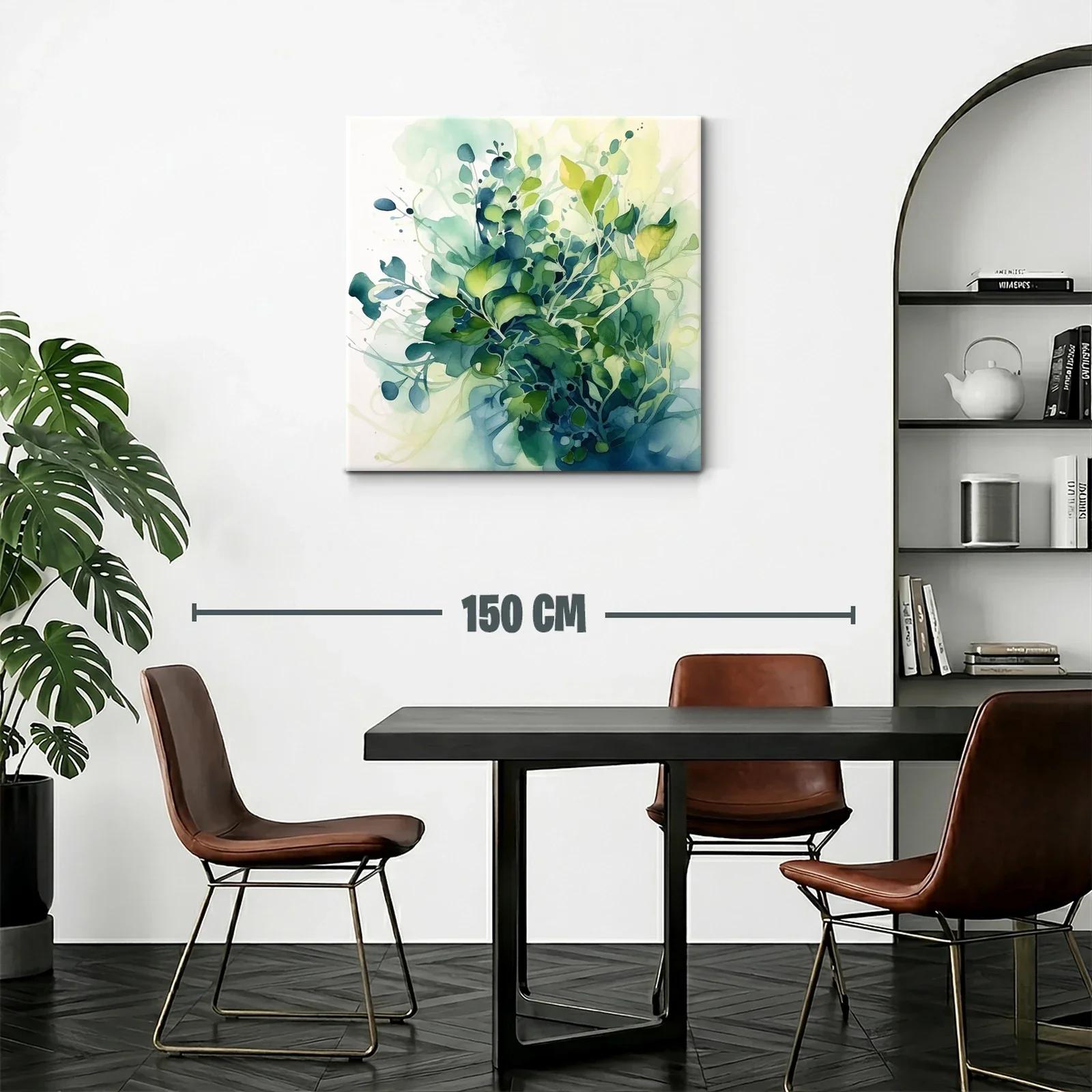 Composición abstracta de hojas en tonos verdes y azules — miniatura 2