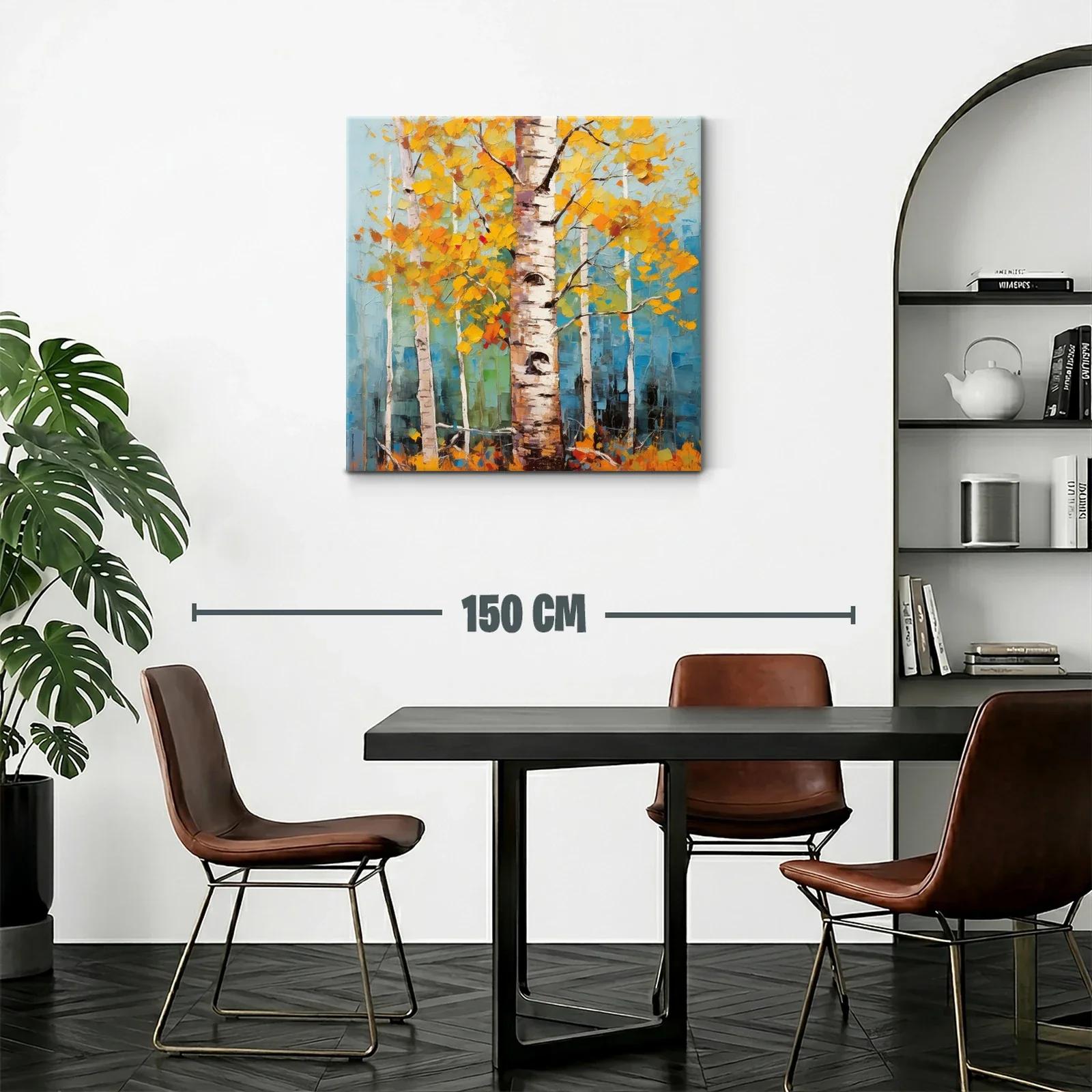 Bosque de abedules con hojas amarillas vibrantes — miniatura 2