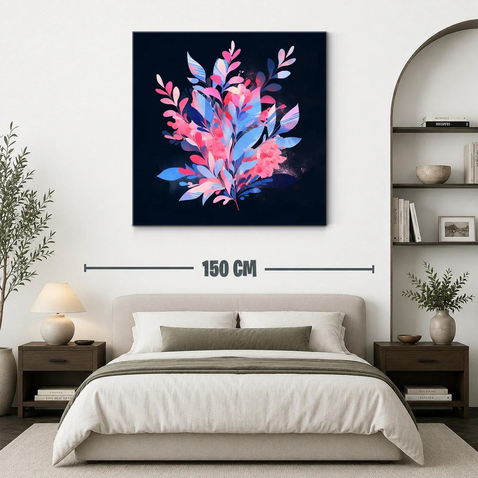 Composición floral vibrante con tonos rosa y azul — miniatura 3