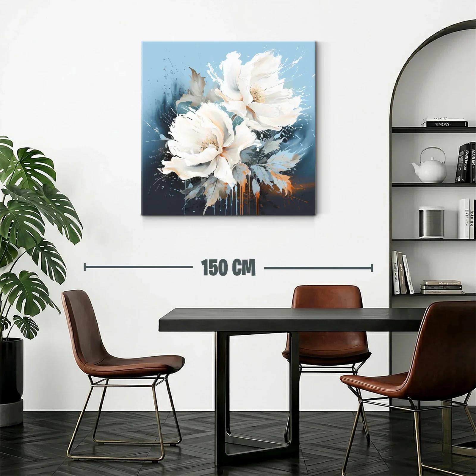 Cuadro floral en tonos suaves y vibrantes azules — miniatura 2