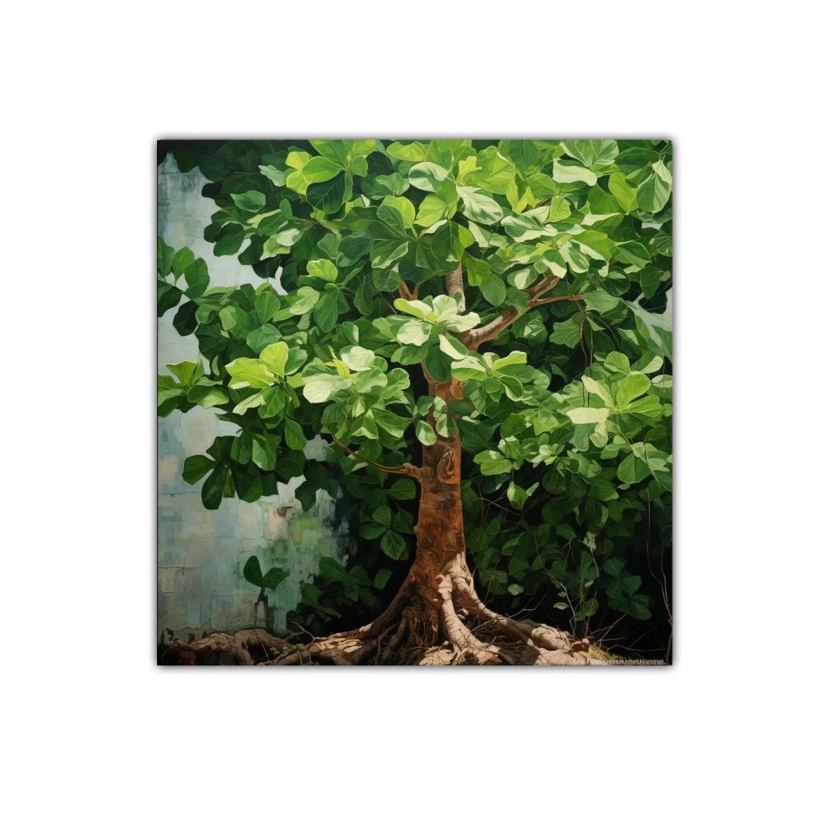 Cuadro decorativo árbol frondoso con raíces visibles — imagen principal