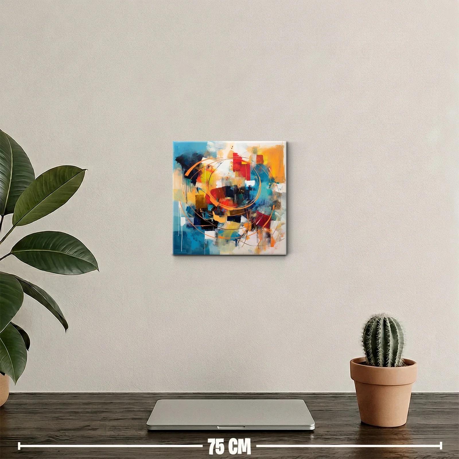 Cuadro abstracto con vibrantes círculos y formas geométricas — miniatura 2