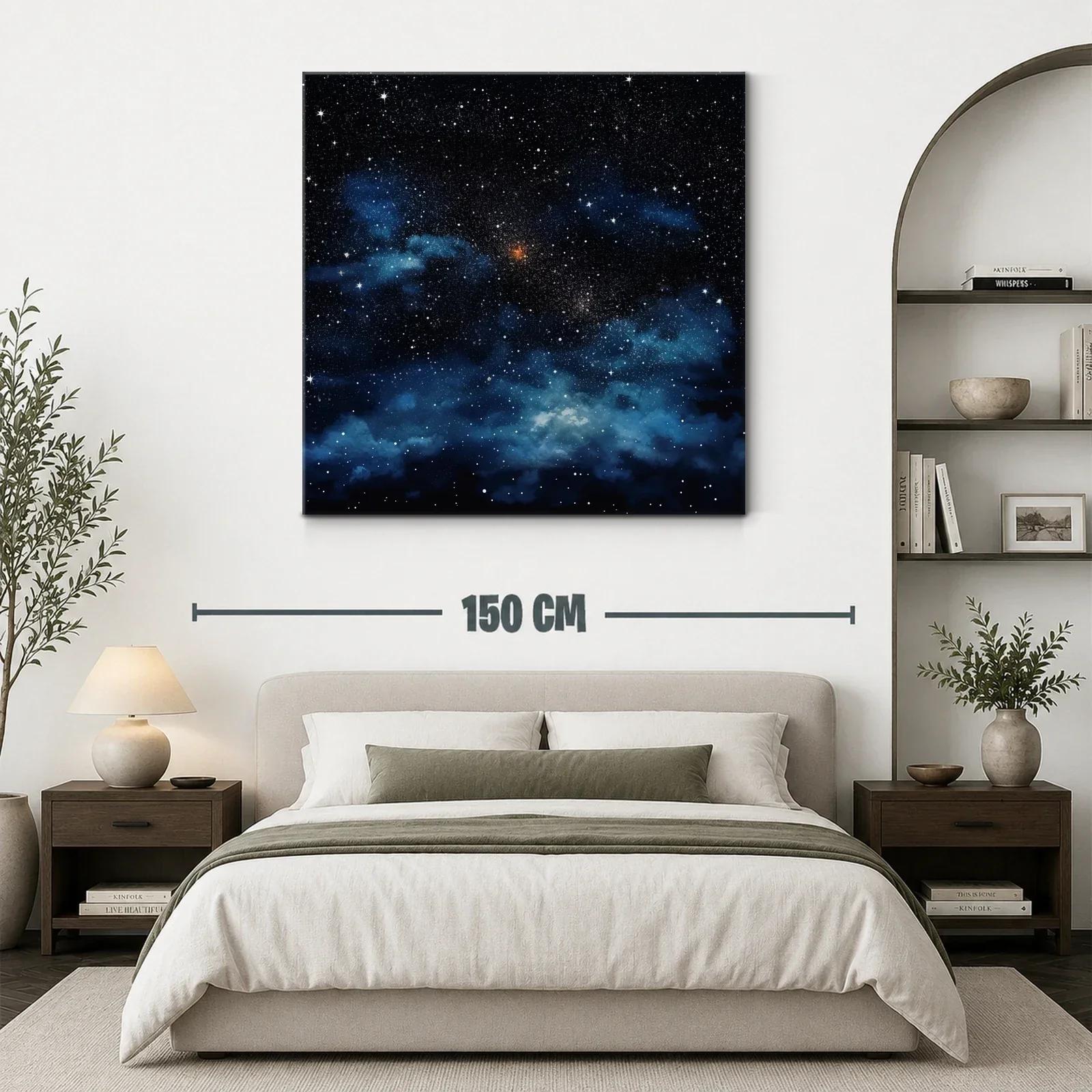 Cuadro de cielo estrellado con nebulosas azules y destellos blancos — miniatura 3