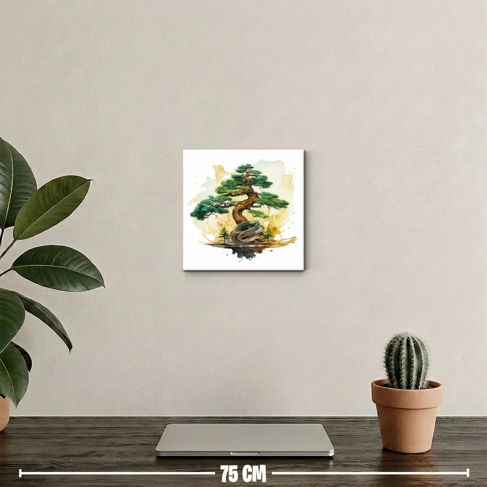 Árbol bonsái con tonos verdes y tierra para decoración — miniatura 2