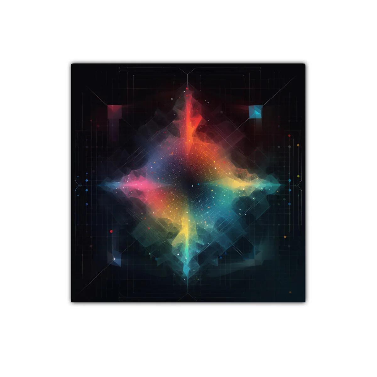 Cuadro vibrante con explosión de colores en forma geométrica