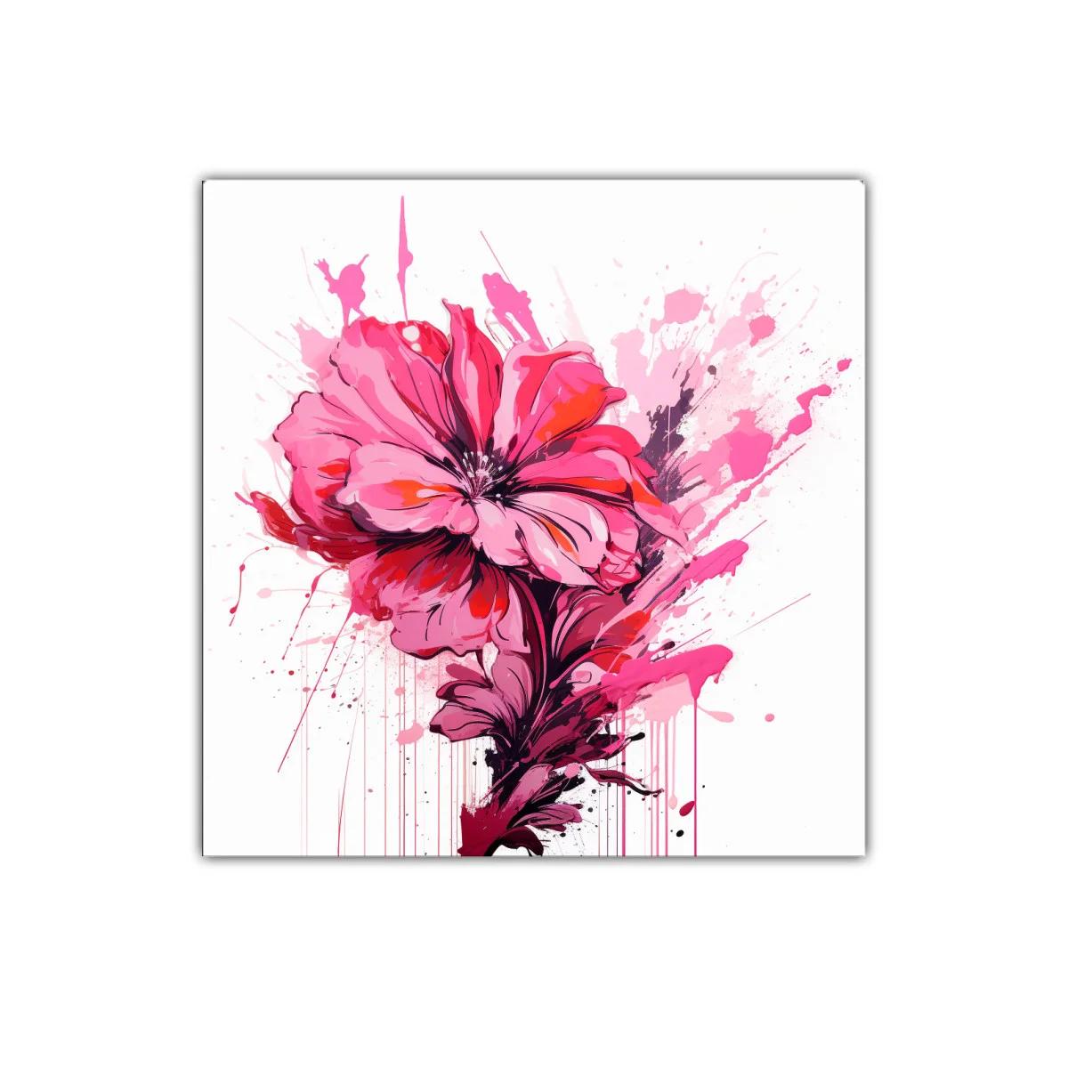 Cuadro decorativo con flor vibrante en tonos rosas y rojos