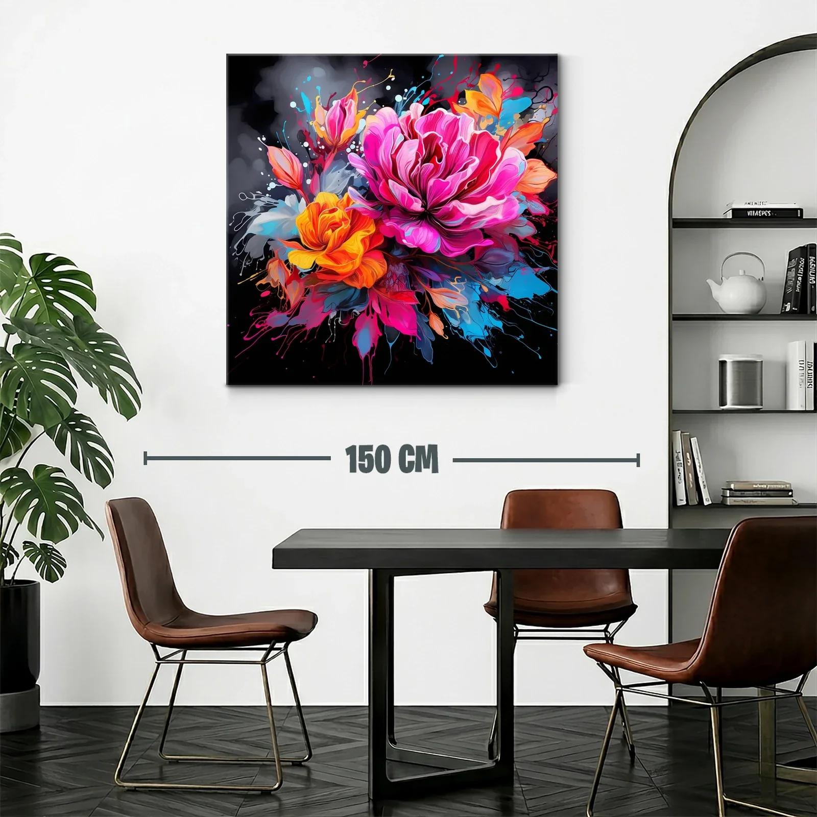 Cuadro vibrante con flores en tonos fucsia y naranja — miniatura 2