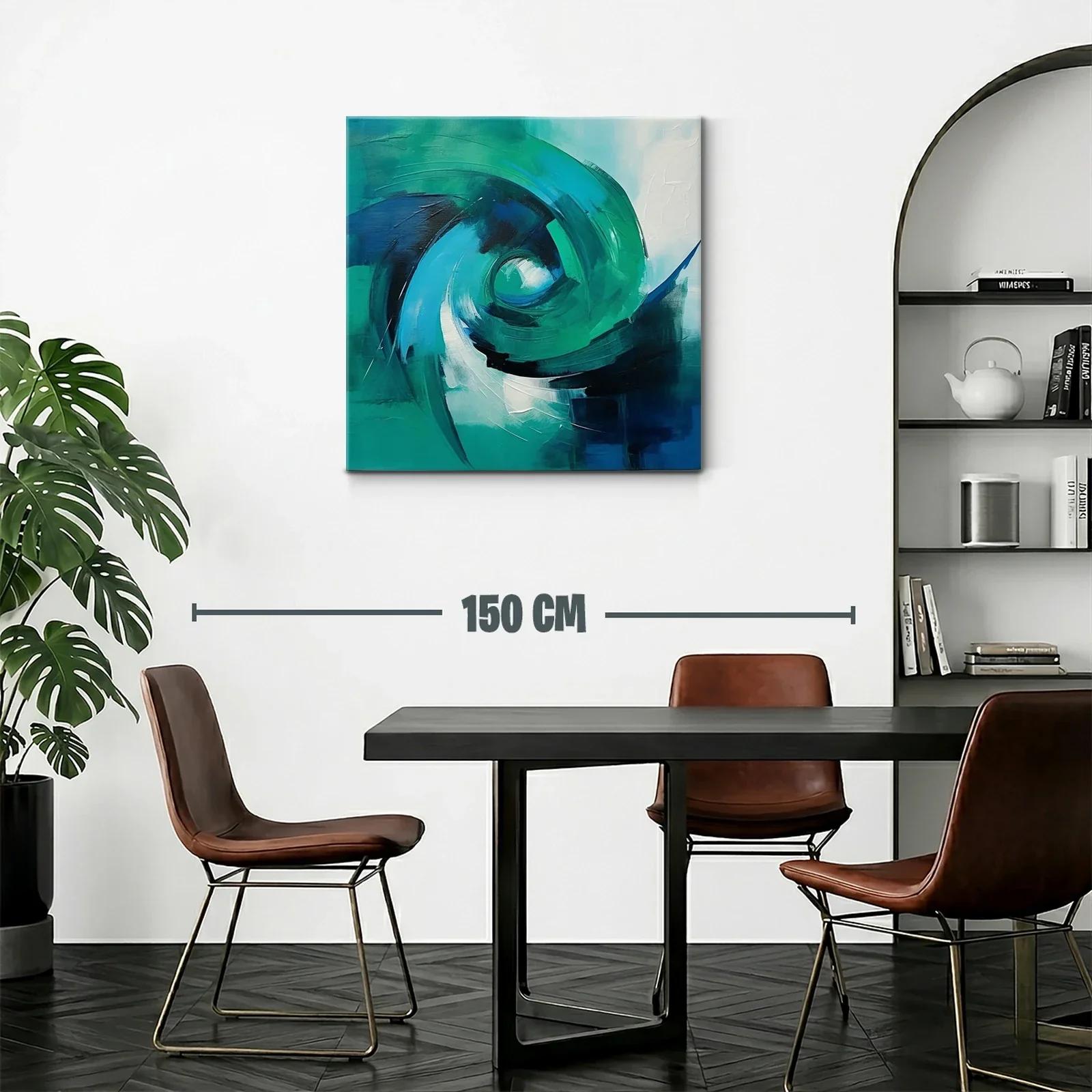Cuadro abstracto en tonos azules y verdes vibrantes — miniatura 2
