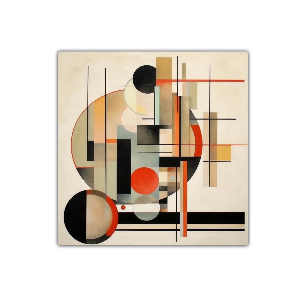Cuadro abstracción geométrica tonos cálidos y neutrales