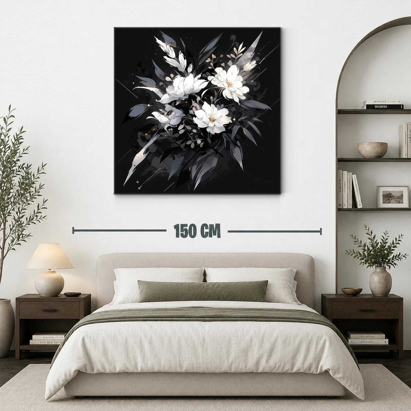 Elegancia floral en tonos blancos y grises sobre fondo oscuro — miniatura 3