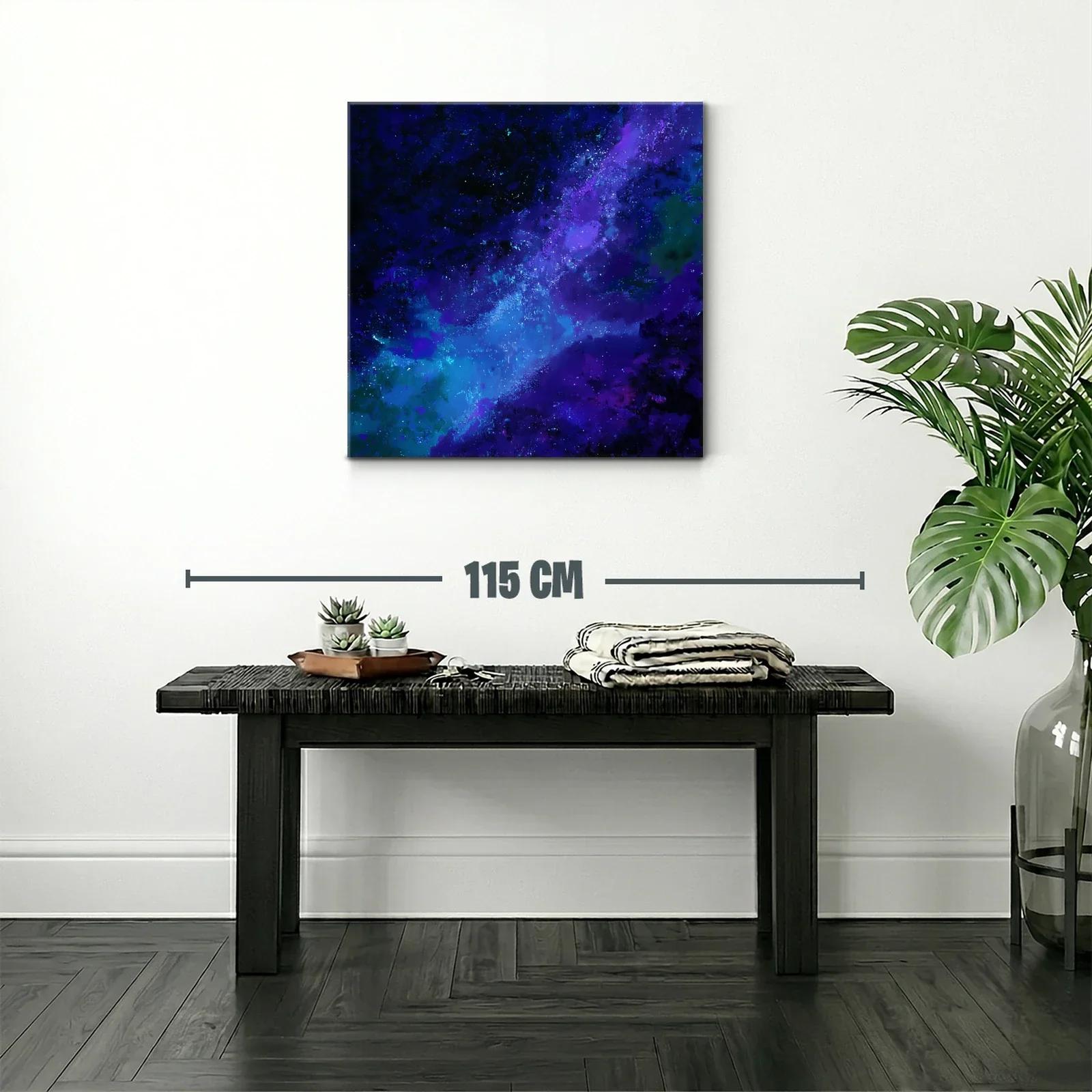 Cuadro abstracto con galaxia en tonos azules y morados — miniatura 2