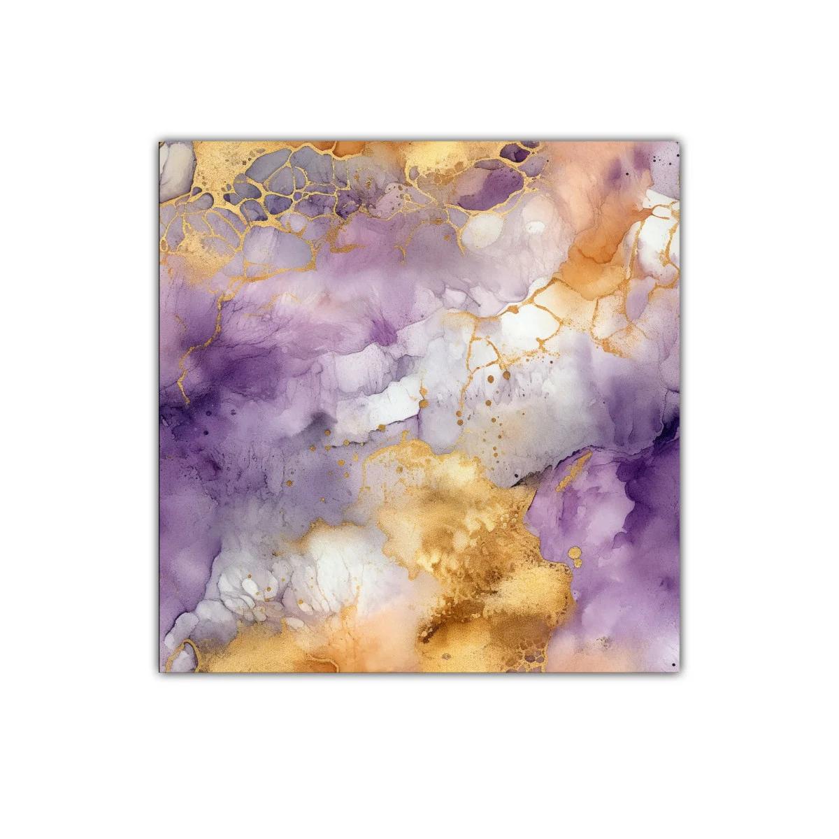 Cuadro abstracto en tonos malva y oro para decoración elegante — imagen principal