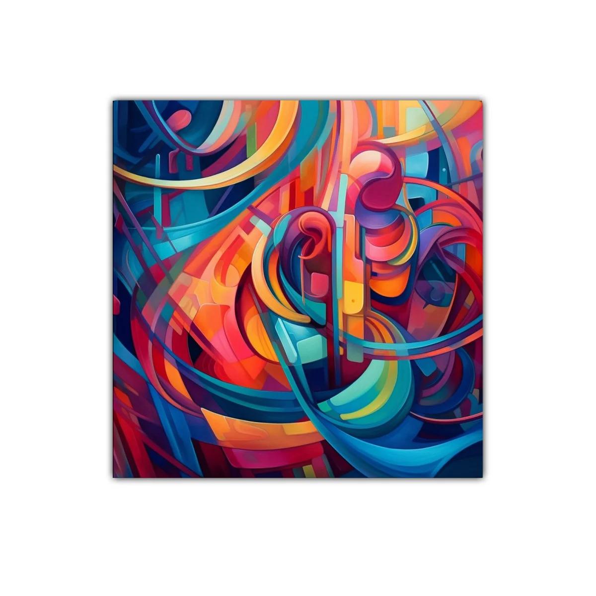 Cuadro abstracto vibrante con formas y colores dinámicos — imagen principal