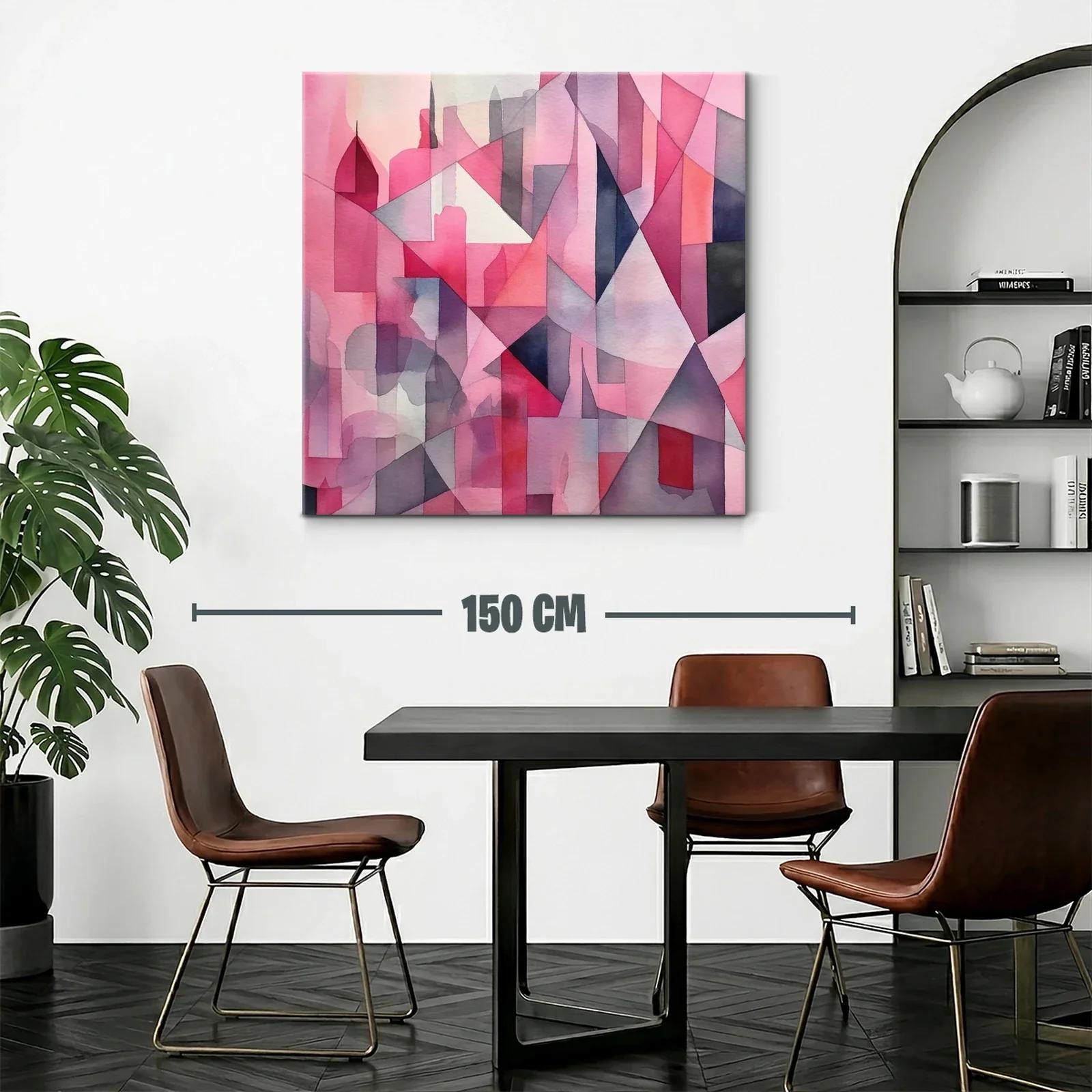 Arte abstracto geométrico en tonos rosas y grises — miniatura 2