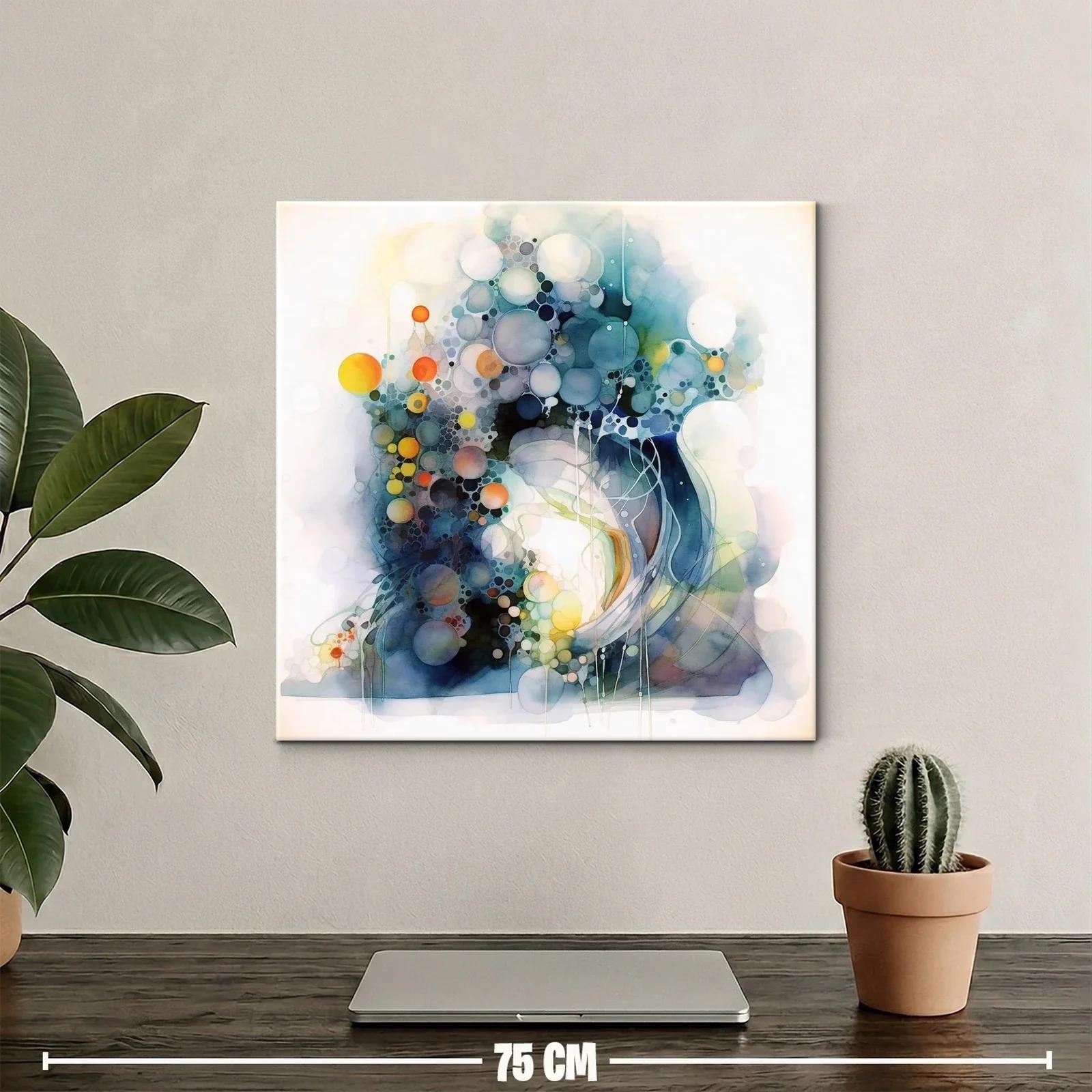 Composición abstracta con burbujas en tonos azules y naranjas — miniatura 2