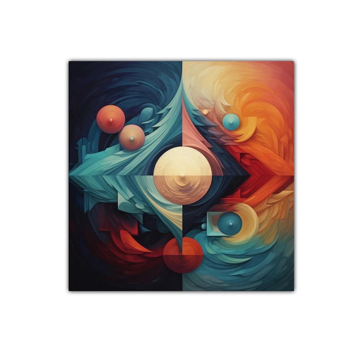 Composición abstracta con formas geométricas y esferas vibrantes — imagen principal