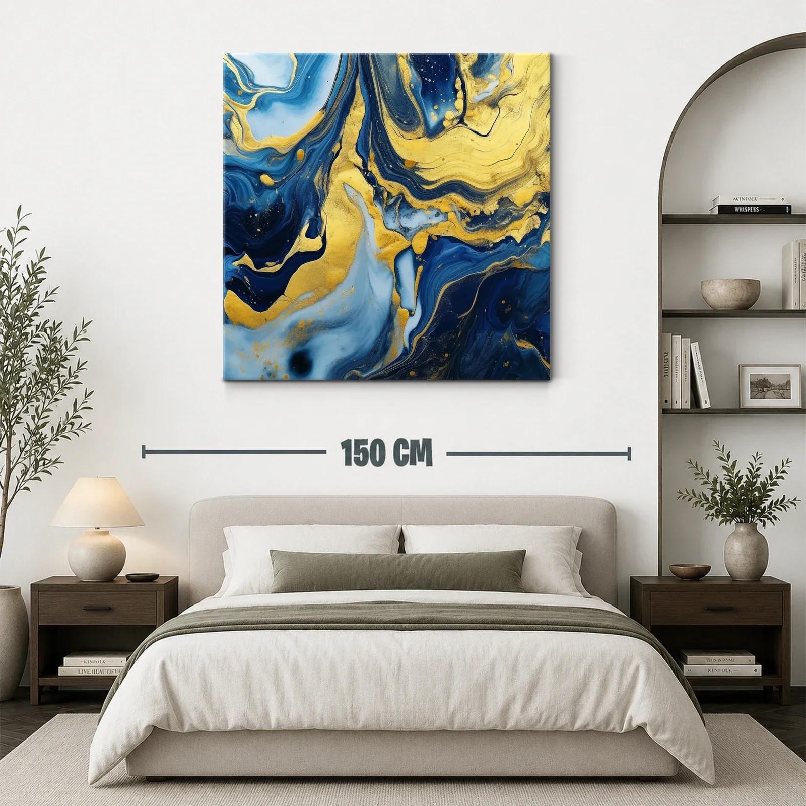 Abstracto en azul y dorado con movimiento fluido y elegante — miniatura 3