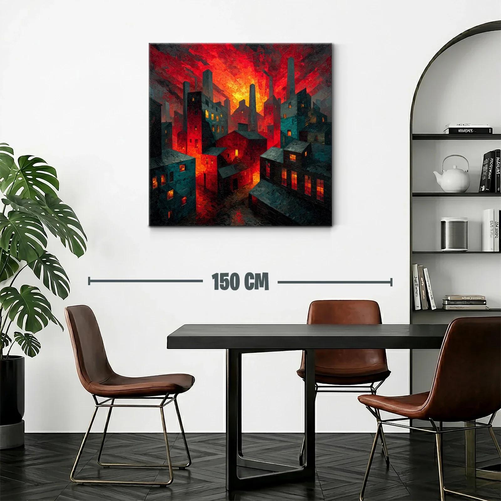 Atardecer ardiente en paisaje urbano industrial — miniatura 2