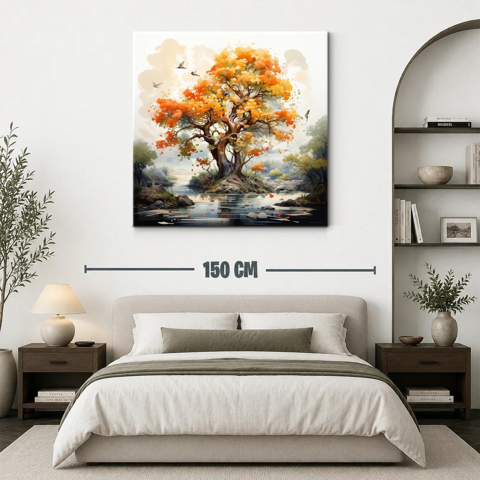 Árbol otoñal con reflejo en lago sereno — miniatura 3