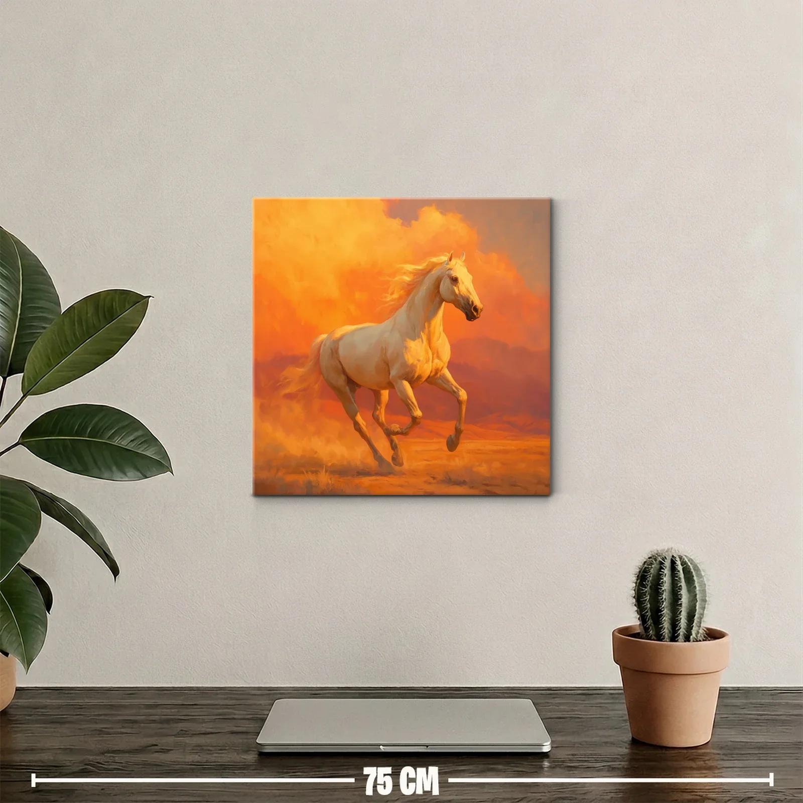 Cuadro caballo galopante en tonalidades vibrantes — miniatura 2