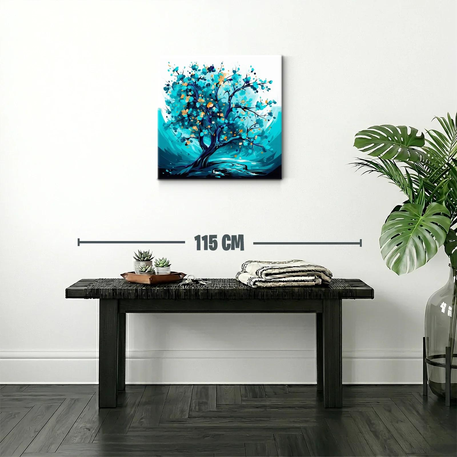 Árbol vibrante en tonos turquesa y azul profundo — miniatura 2