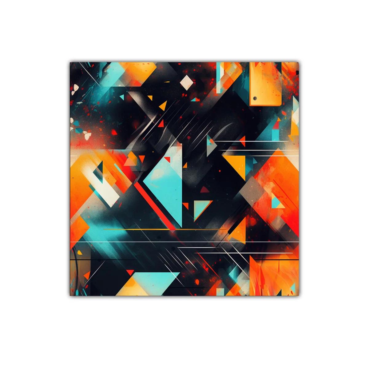 Composición geométrica vibrante en tonos cálidos y fríos — imagen principal