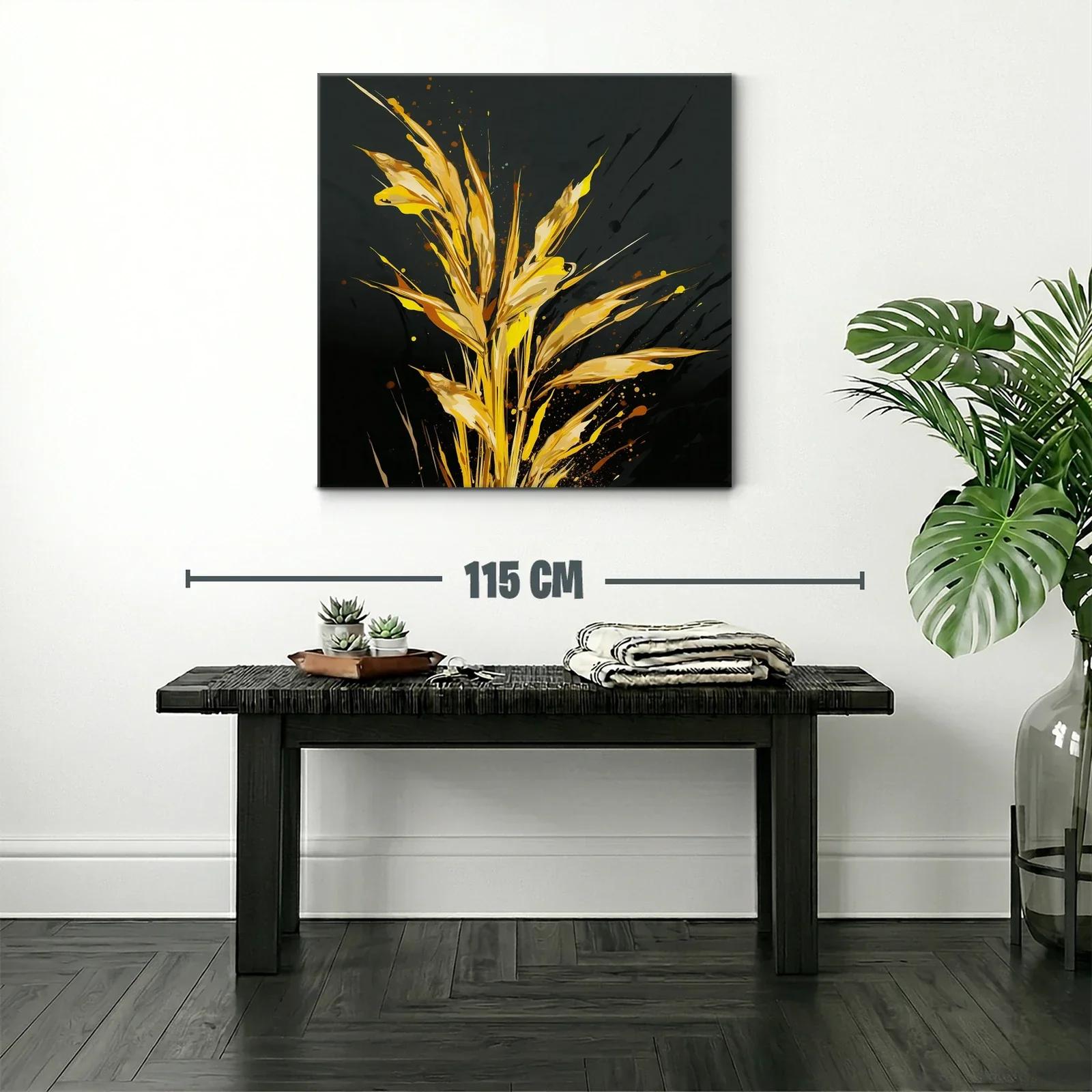 Cuadro con inspiración natural en tonos dorados y negros — miniatura 2