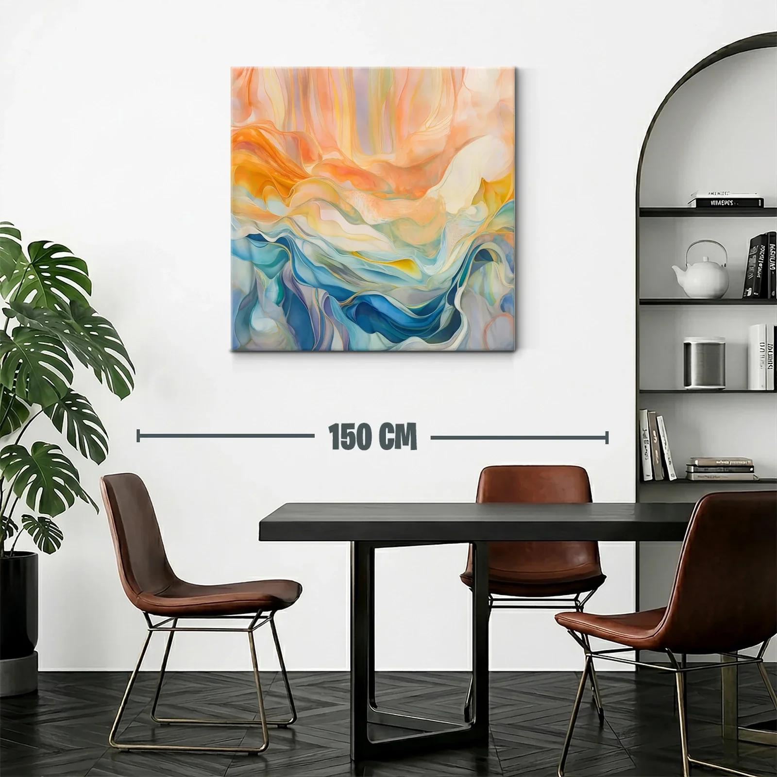 Cuadro abstracto con tonos cálidos y fríos en armonía fluida — miniatura 2