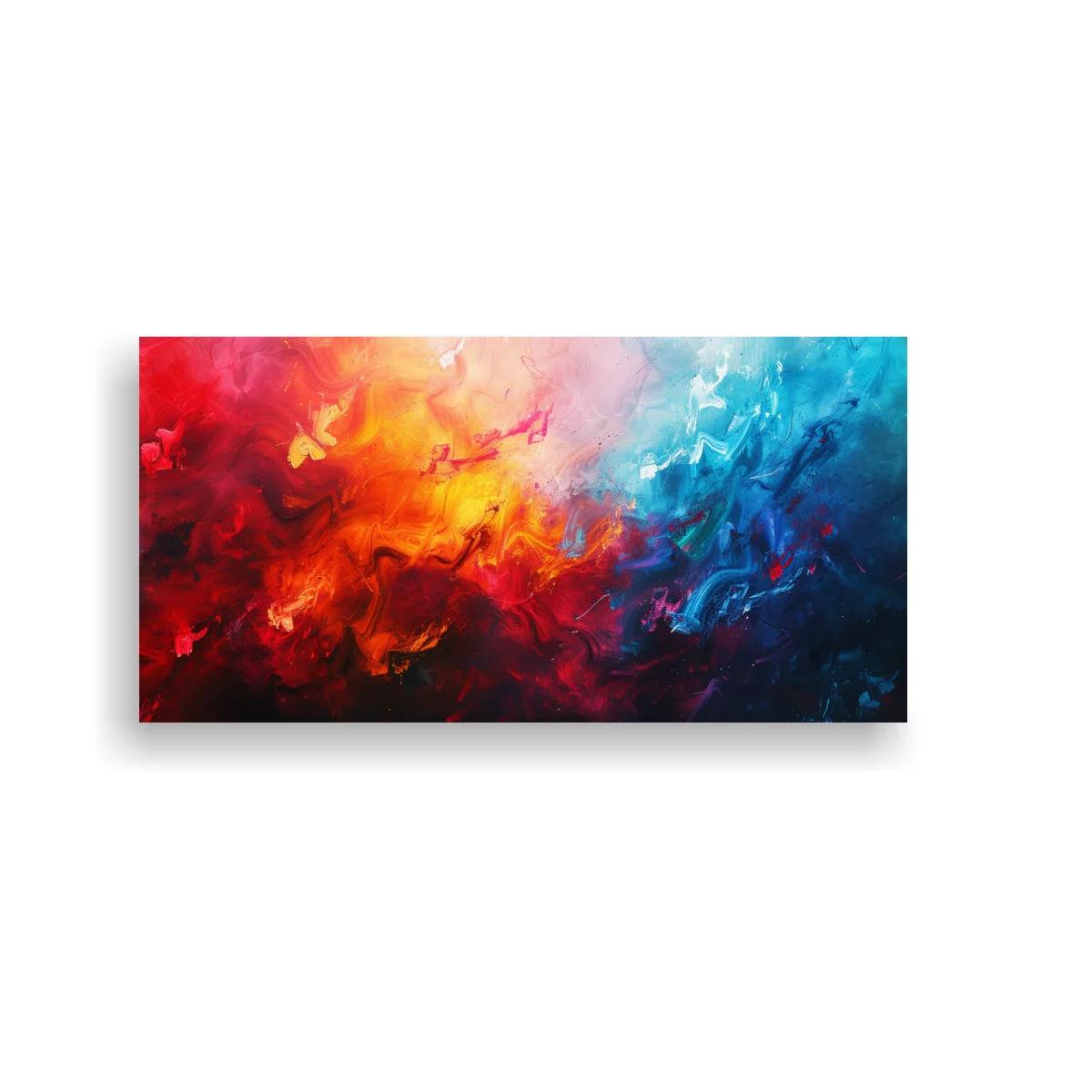 Cuadro nube de color abstracta con fusión cálida y fría
