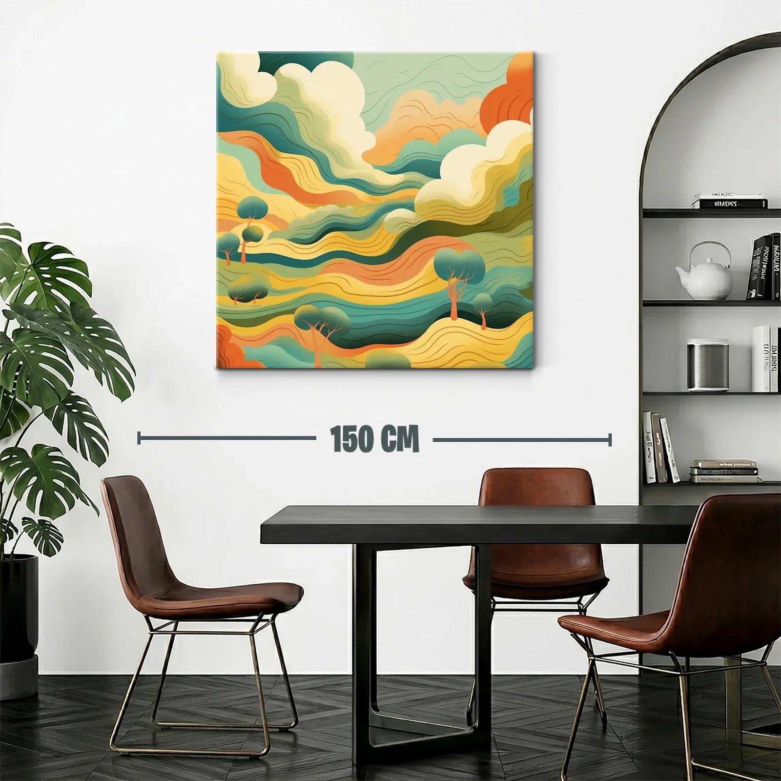 Paisaje abstracto en tonos cálidos y verdes vibrantes — miniatura 2
