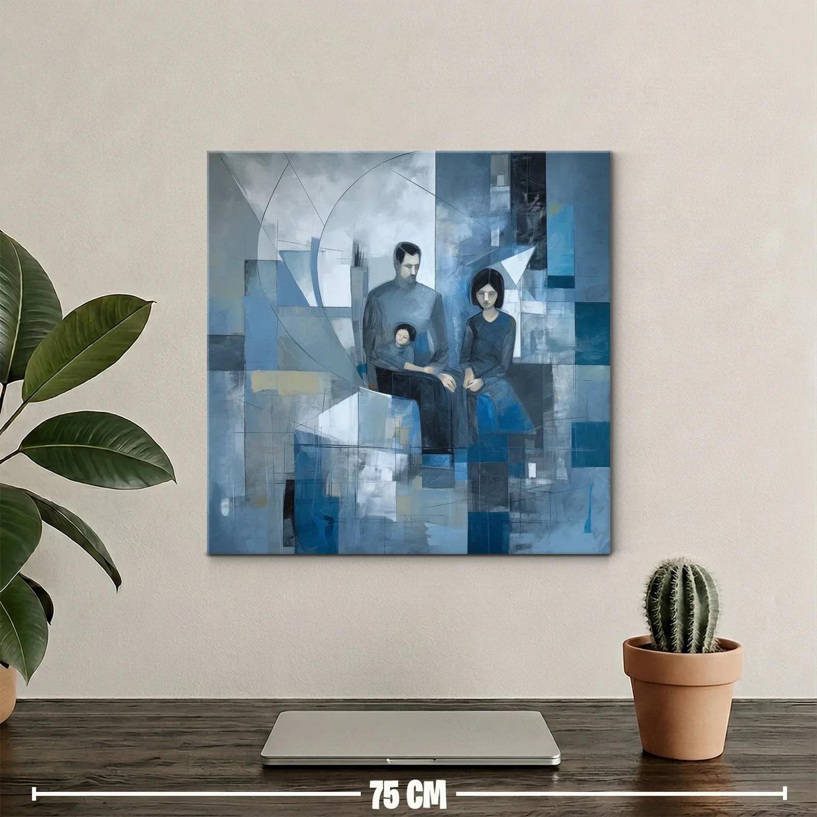 Composición abstracta de familia en tonos fríos y azules — miniatura 2