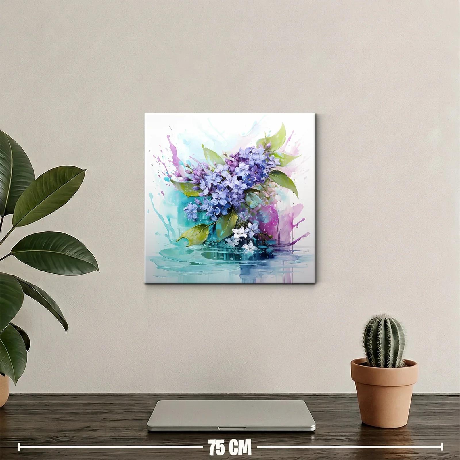 Cuadro floral con lilas y tonos acuarelados suaves — miniatura 2