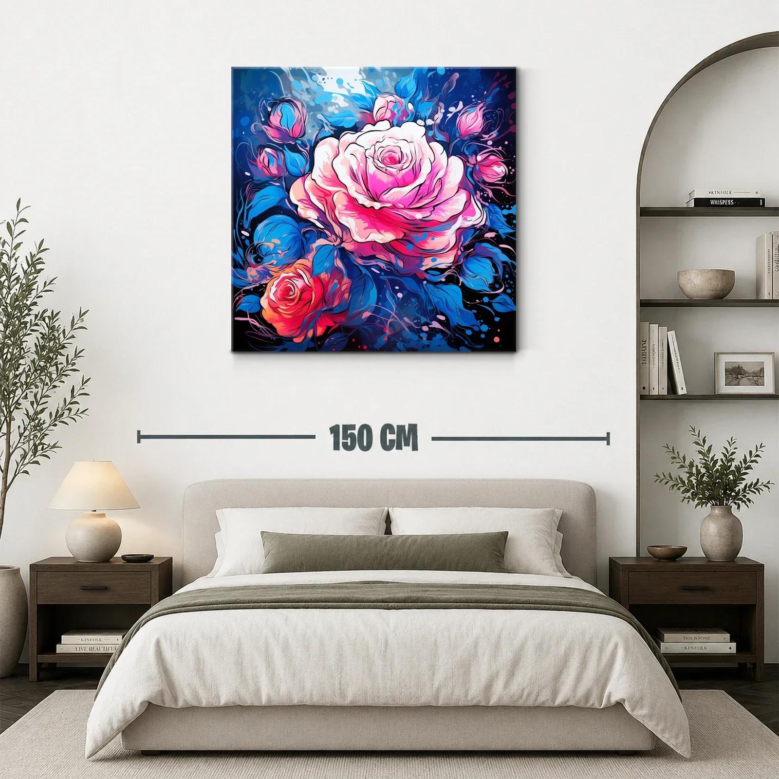 Rosas vibrantes con contrastes de azul intenso y rosa — miniatura 3